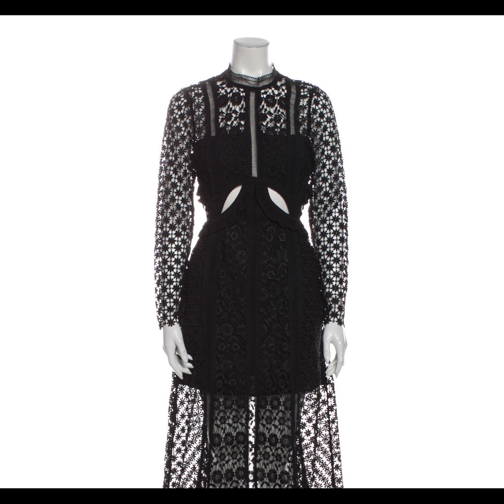 Self Portrait Cutout Lace Midi Dress